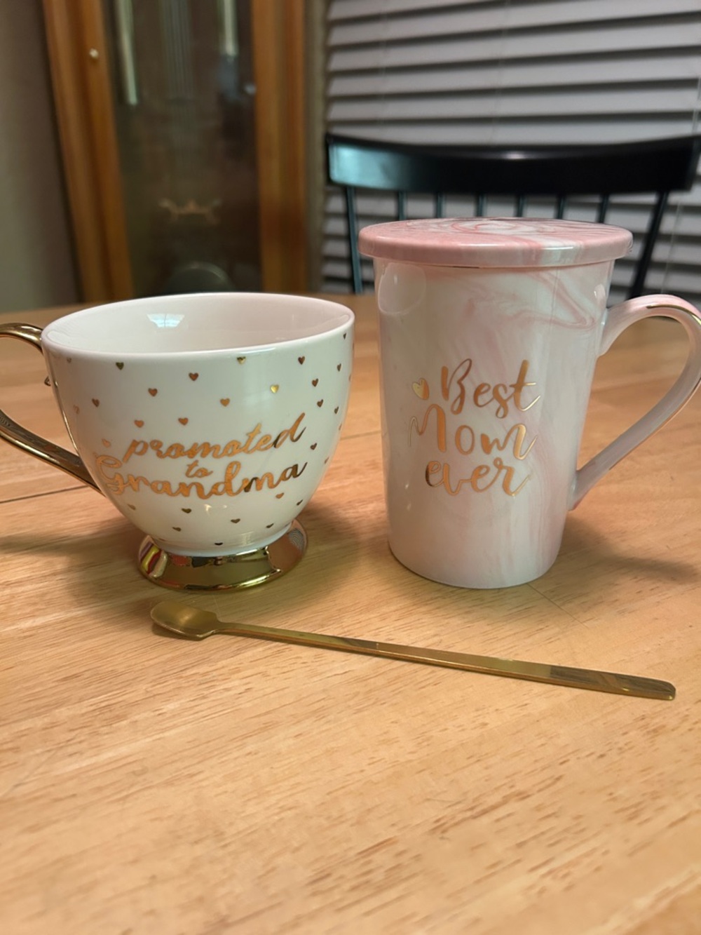Pink Marble Best Mom Ever Mug with Lid/coaster and Promoted to Grandma. New